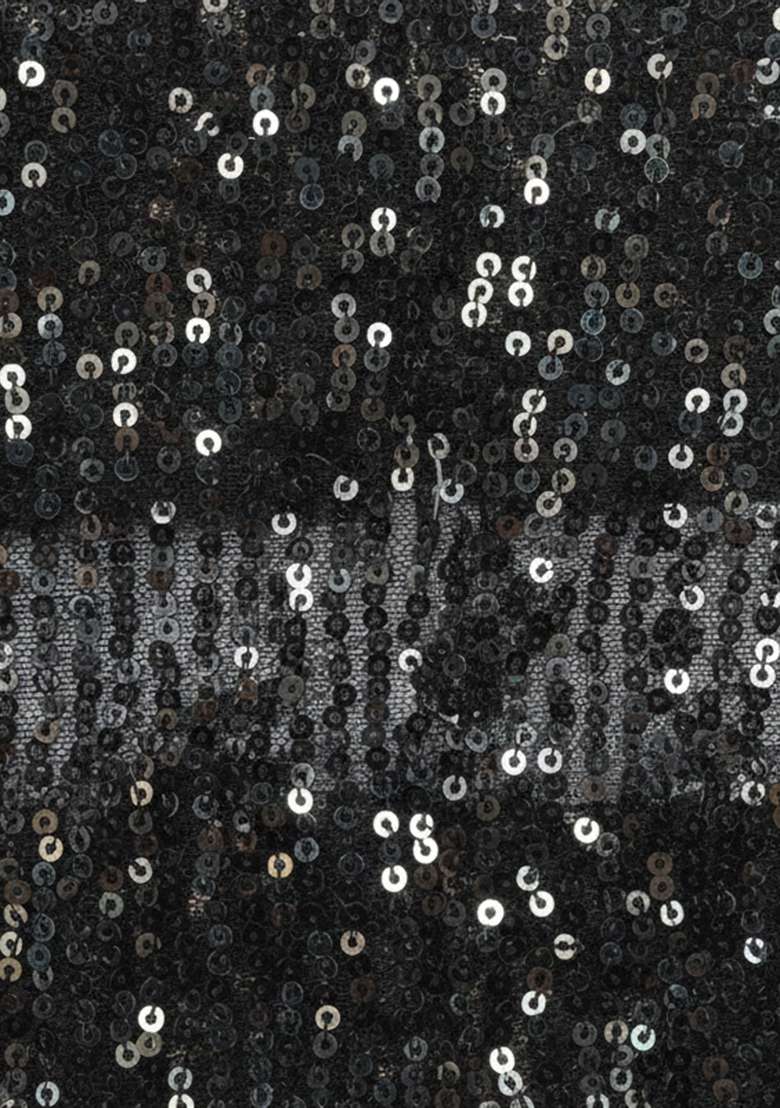 Black Net Pre Draped Saree Set with Sequin for Diwali | Wedding & Festive Wear - Indya