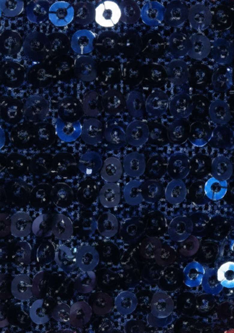 Blue Sequin Net Pre Draped Saree Set - Indya