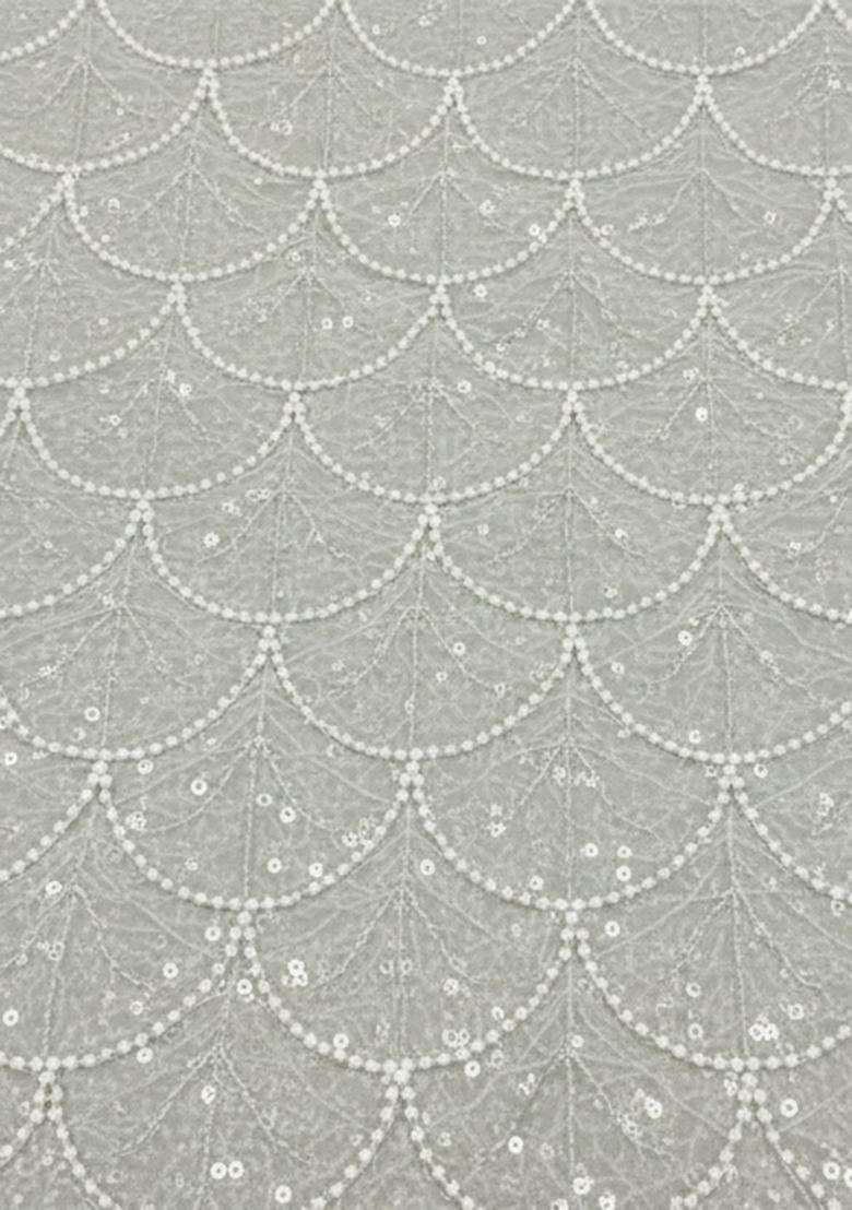 Grey Embroidered Net Pre Draped Saree Set - Indya