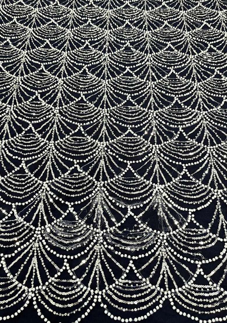 Black Embroidered Net Pre Draped Saree Set - Indya