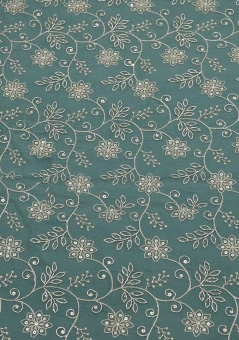 Blue Embroidered Poly Blend Pre Draped Saree Set - Indya