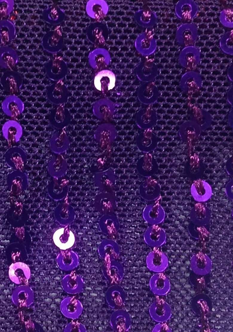 Purple Sequin Net Pre Draped Saree Set for Diwali and Festive Wear - Indya