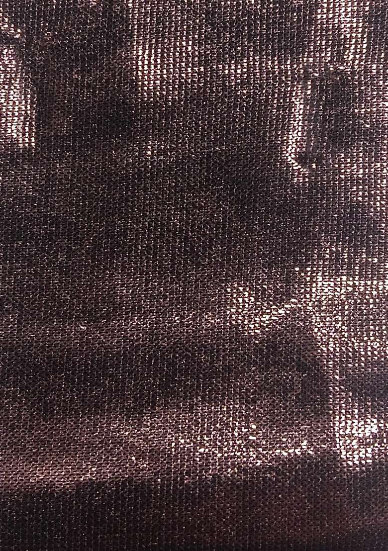 Brown Sequin Lycra Pre Draped Saree Set - Indya