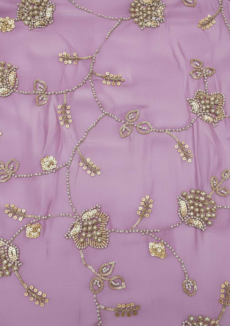 Lavender Silk Blend Pre Draped Saree Set with Embroidered for Diwali | Wedding & Festive Wear - Indya