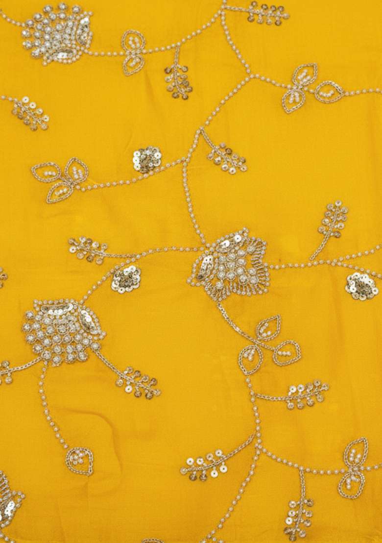 Yellow Embroidered Silk Blend Pre Draped Saree Set for Diwali and Festive Wear - Indya