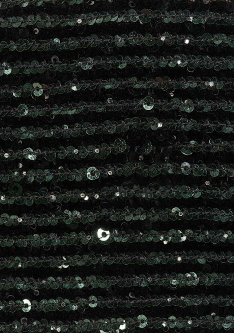 Black Net Ruffle Saree With Sequin Embroidery Blouse - Indya