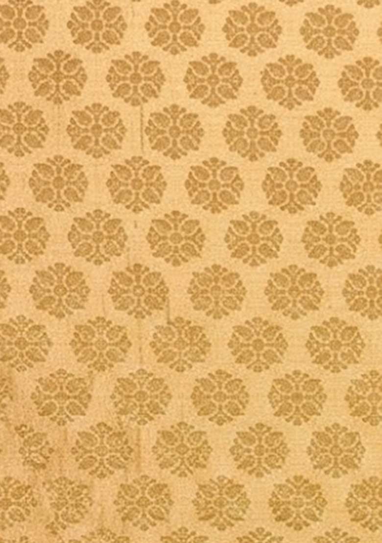Gold Brocade Pre Draped Saree Set for Diwali and Festive Wear - Indya