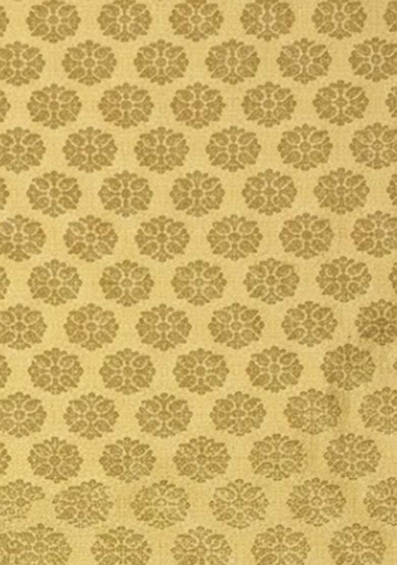 Gold Brocade Pre Draped Saree Set for Diwali and Festive Wear - Indya
