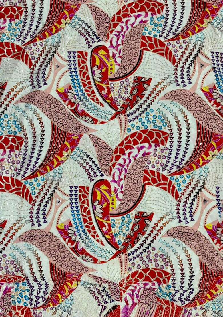 Red Crepe Pre Draped Saree Set With Floral Printed Blouse for Diwali and Festive Wear - Indya