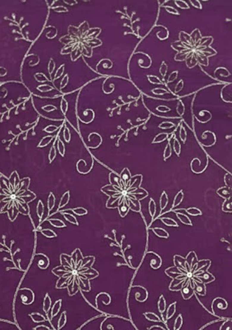 Purple Poly Blend Pre Draped Saree Set With Embroidered Blouse - Indya