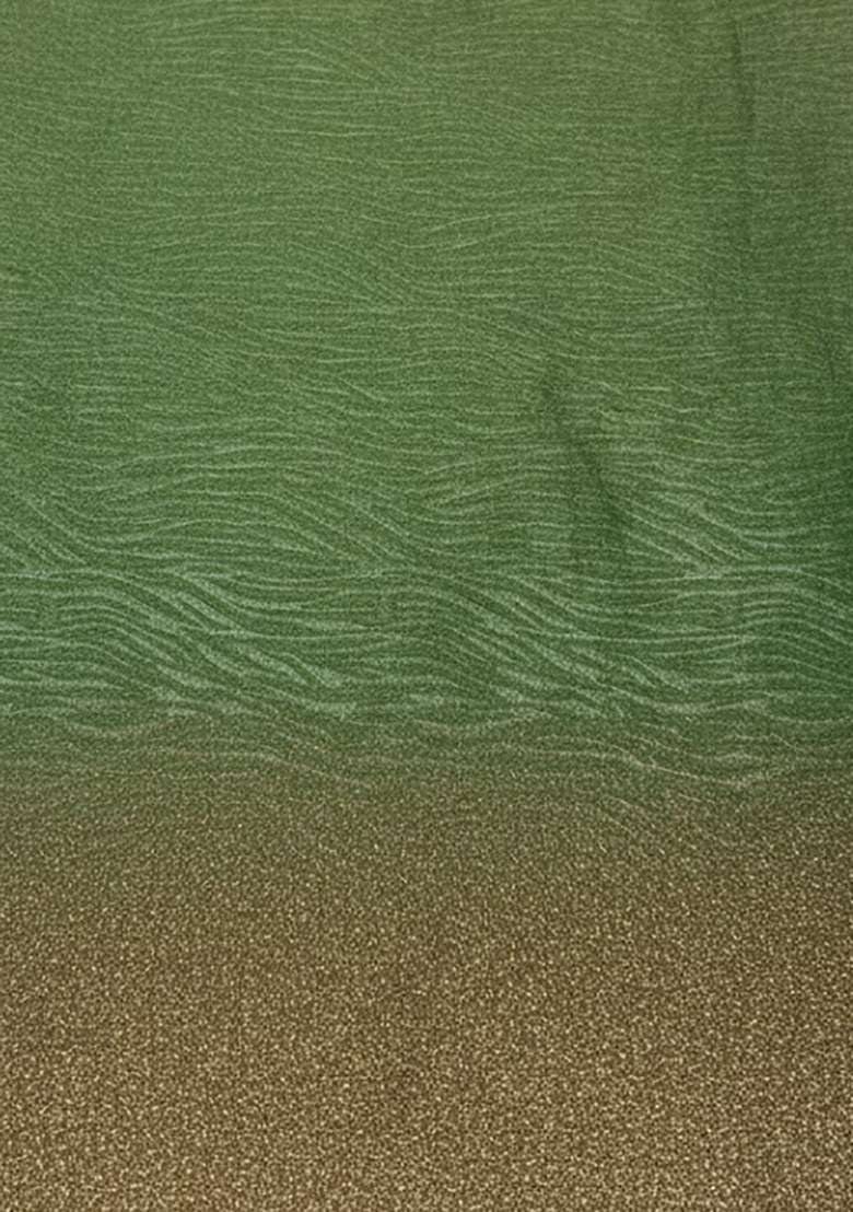Forest Green Tissue Soild Pre Draped Saree Set - Indya