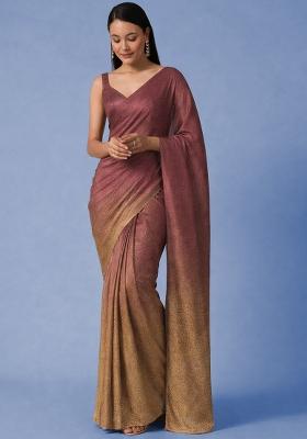 Multi Color Tissue Soild Pre Draped Saree Set