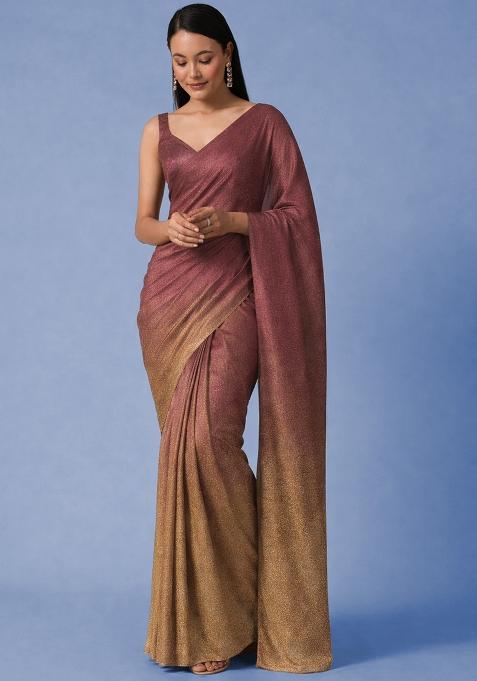 Multi Color Tissue Soild Pre Draped Saree Set