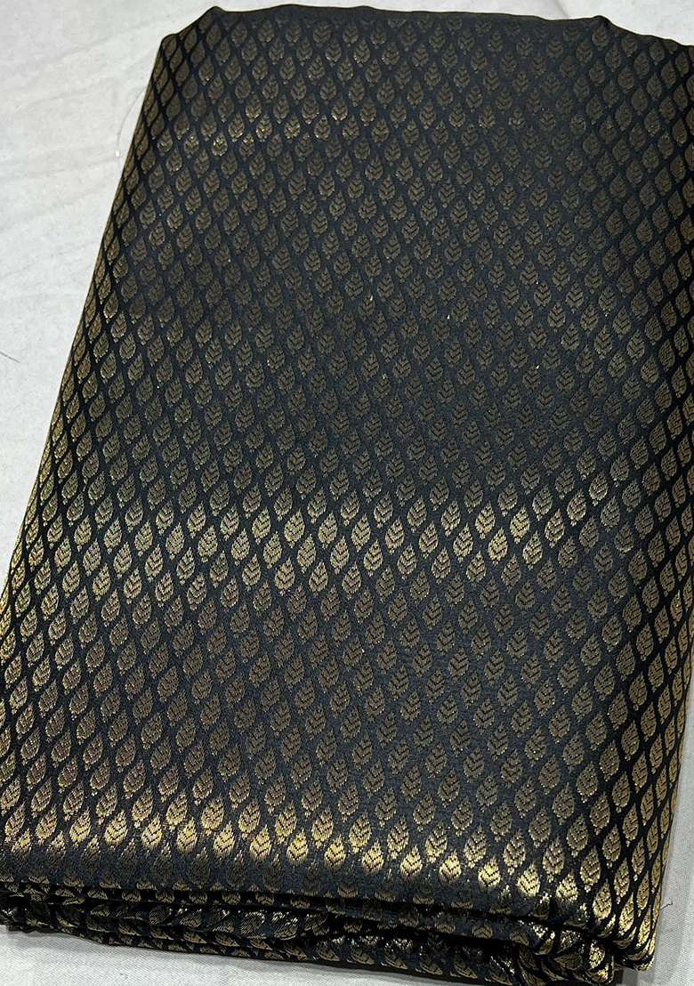 Black Brocade Pre Draped Saree Set for Diwali and Festive Wear - Indya