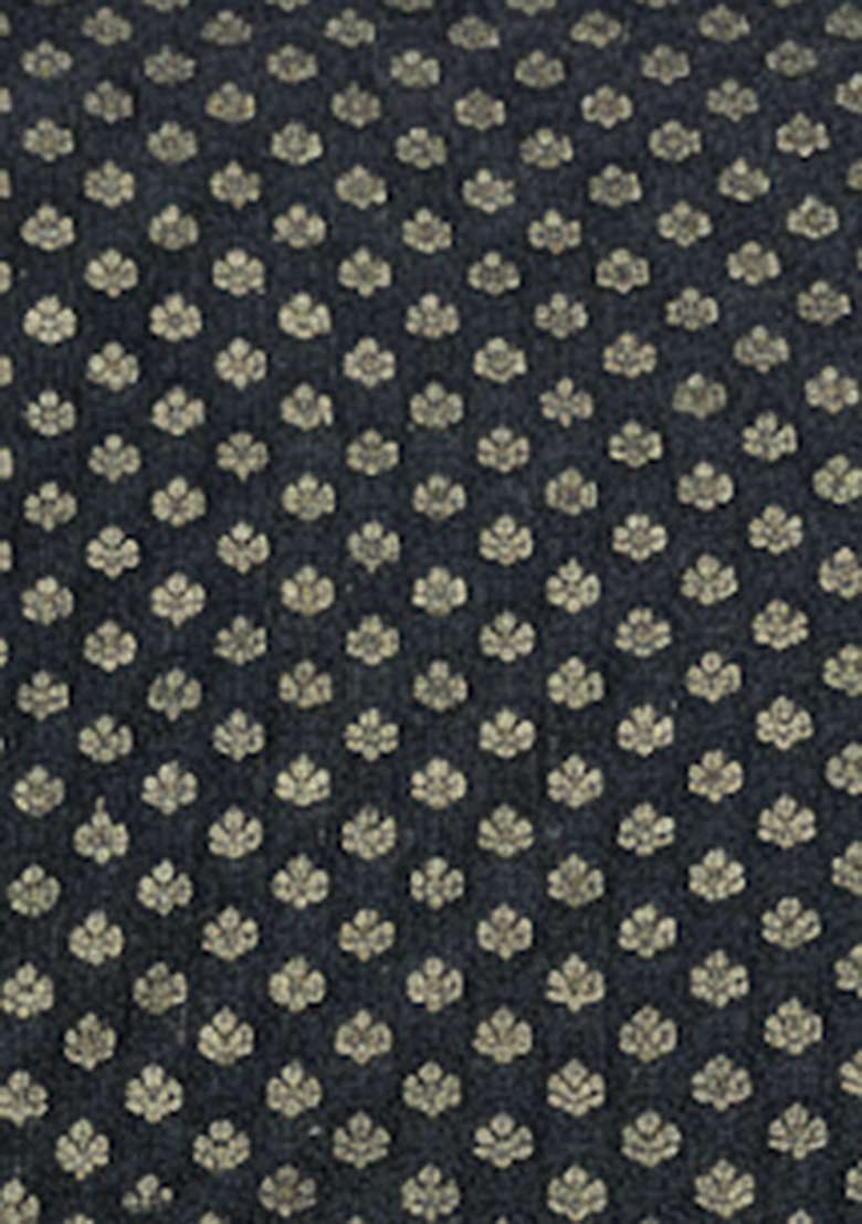 Black Silk Blend Pre Draped Saree Set for Diwali | Wedding & Festive Wear - Indya