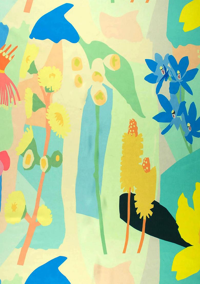 Pista Green Floral Print Satin Pre Draped Saree Set - Indya