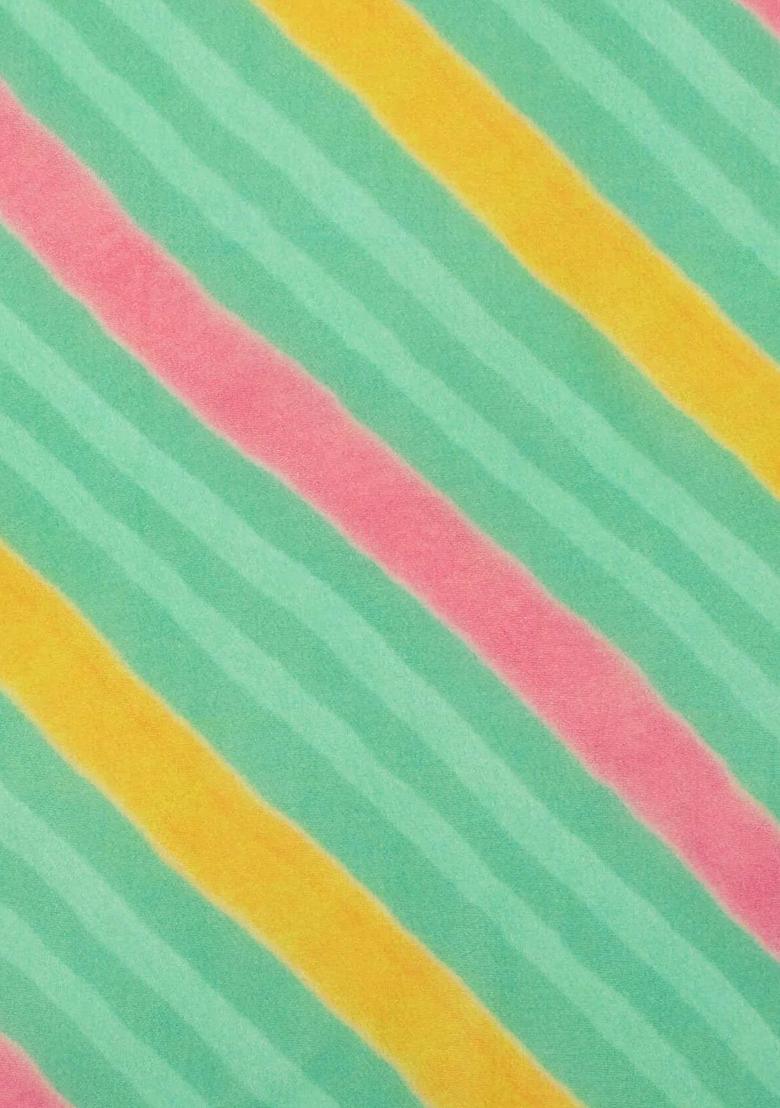 Mint Green Abstract Print Georgette Pre Draped Saree Set - Indya