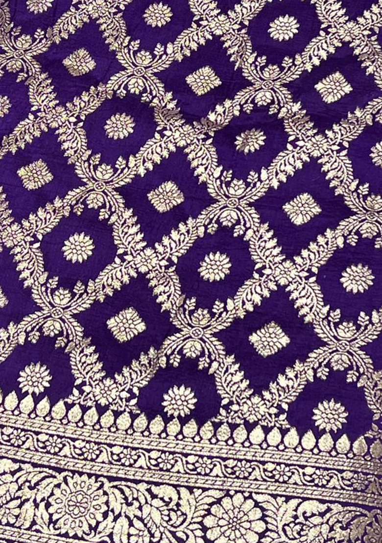 Purple Silk Pre Draped Saree Set for Diwali | Wedding & Festive Wear - Indya