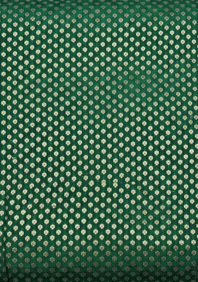 Bottle Green Silk Blend Pre Draped Saree Set for Diwali | Wedding & Festive Wear - Indya