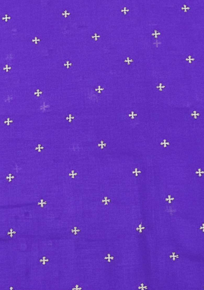 Royal Purple Embroidered Organza Pre Draped Saree Set - Indya