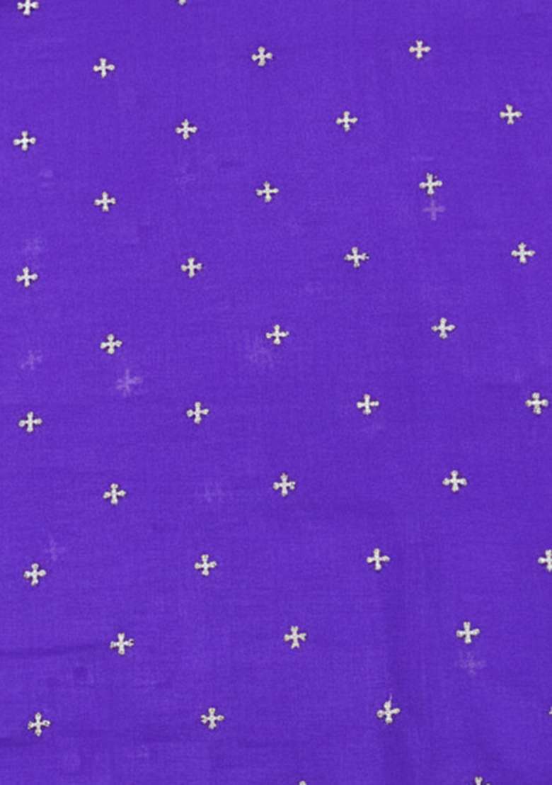 Purple Embroidered Organza Pre Draped Saree Set - Indya