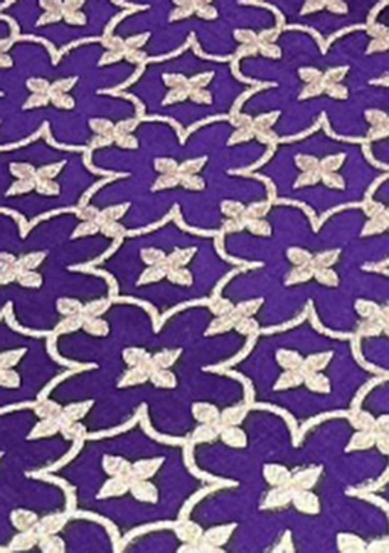 Purple Silk Pre Draped Saree Set - Indya