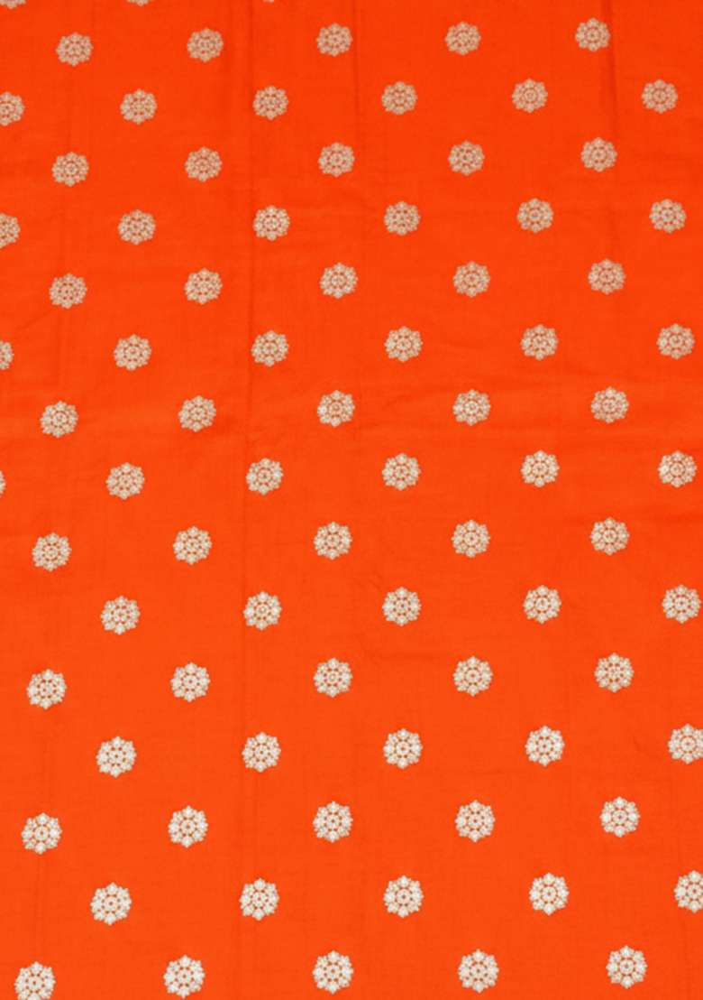 Orange Silk Pre Draped Saree Set - Indya