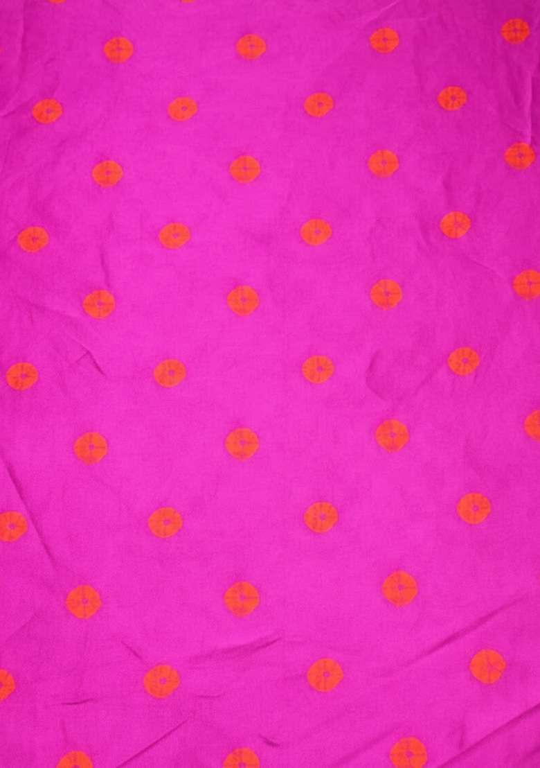 Blush Pink Floral Print Satin Pre Draped Saree Set - Indya