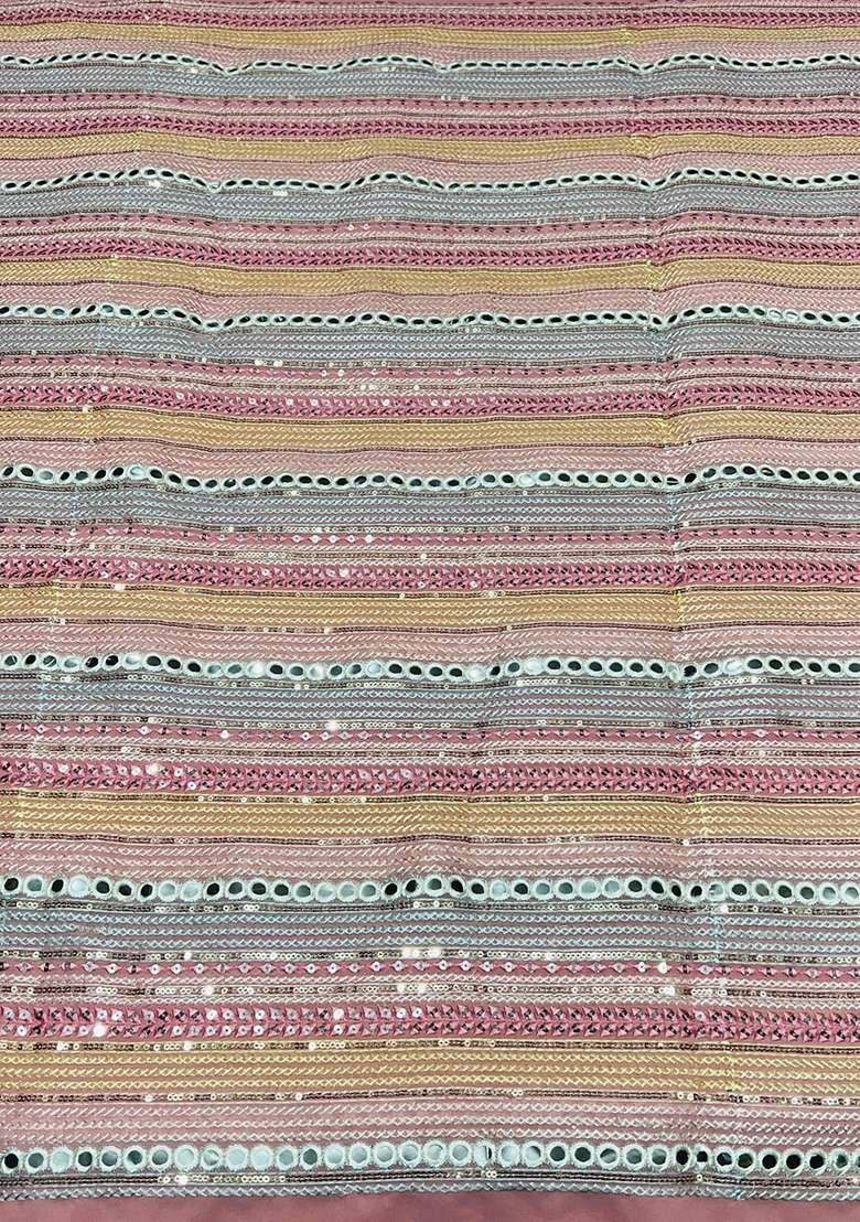 Blush Pink Embellished Georgette&nbsp; Pre Draped Saree Set - Indya