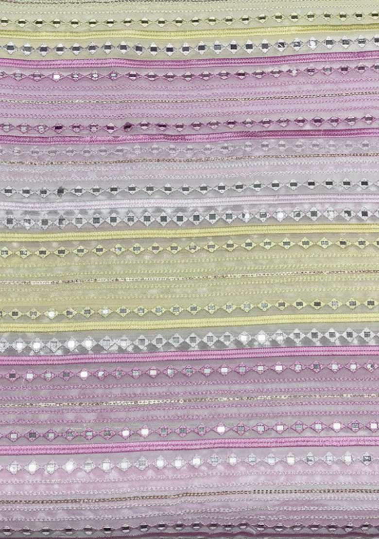 Blush Pink Embellished Georgette&nbsp; Pre Draped Saree Set - Indya