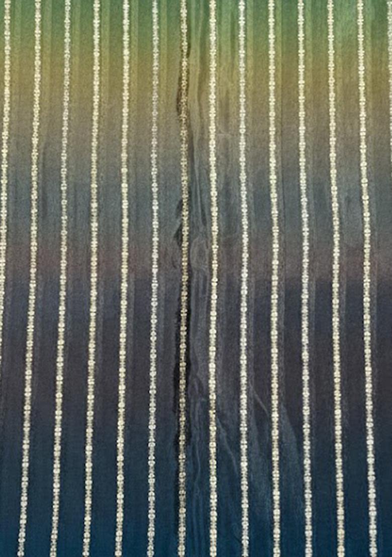 Midnight Blue Crepe Pre Draped Saree Set - Indya