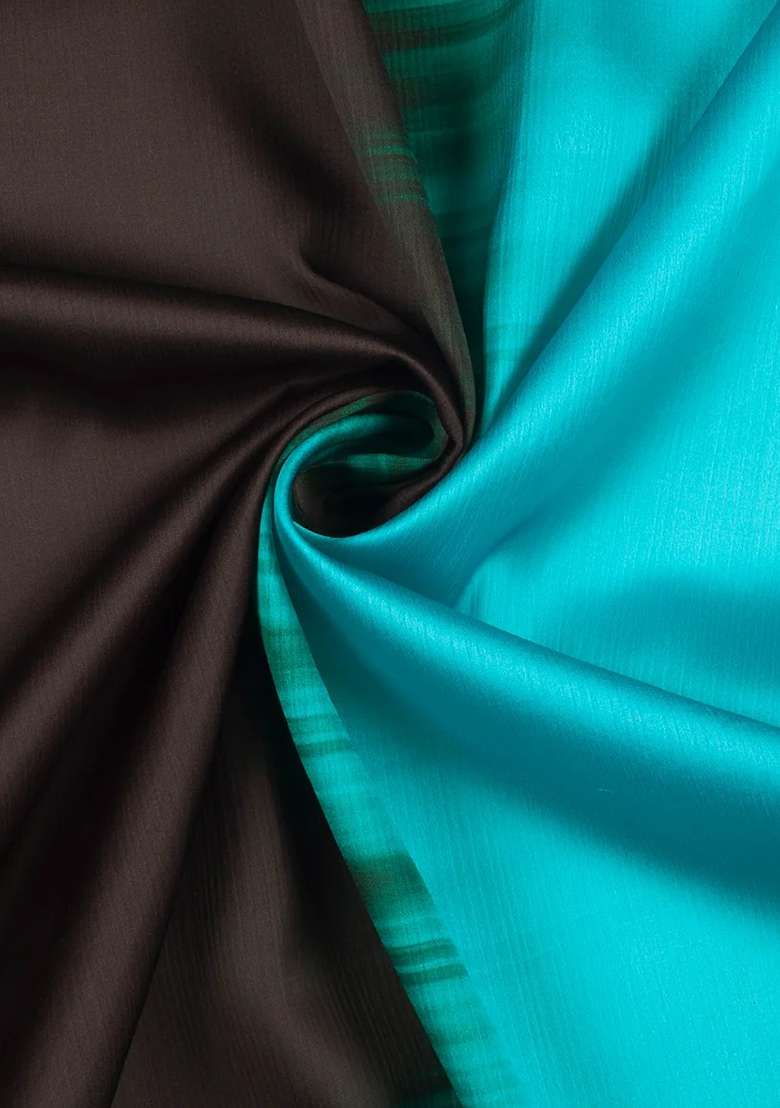 Dark Brown Satin Pre Draped Saree Set - Indya