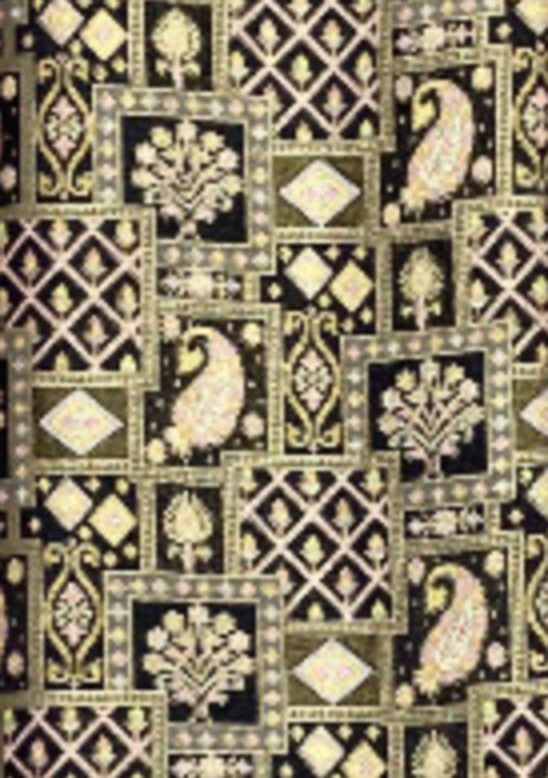 Black Printed Jacquard Saree - Indya