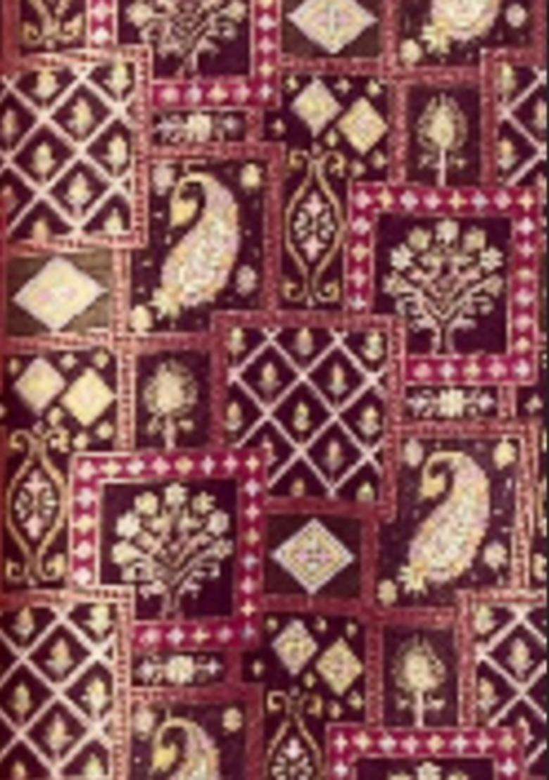 Deep Wine Printed Jacquard Saree - Indya