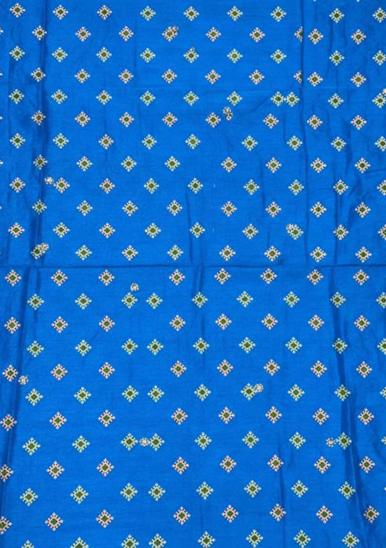 Royal Blue Booti Print Chinon Pre Draped Saree Set - Indya