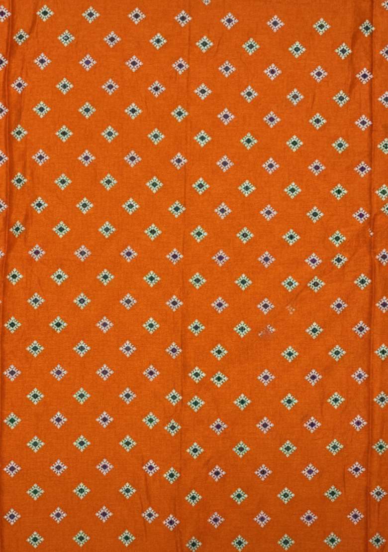 Rust Booti Print Chinon Pre Draped Saree Set - Indya