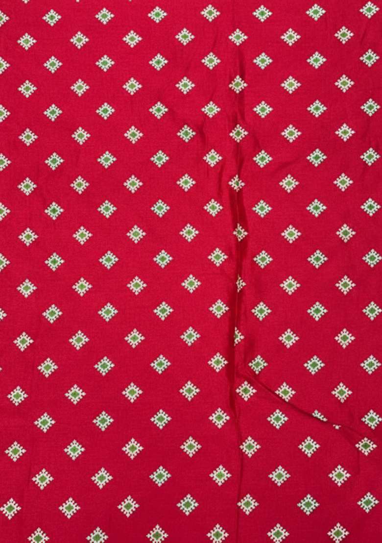 Red Booti Print Chinon Pre Draped Saree Set - Indya