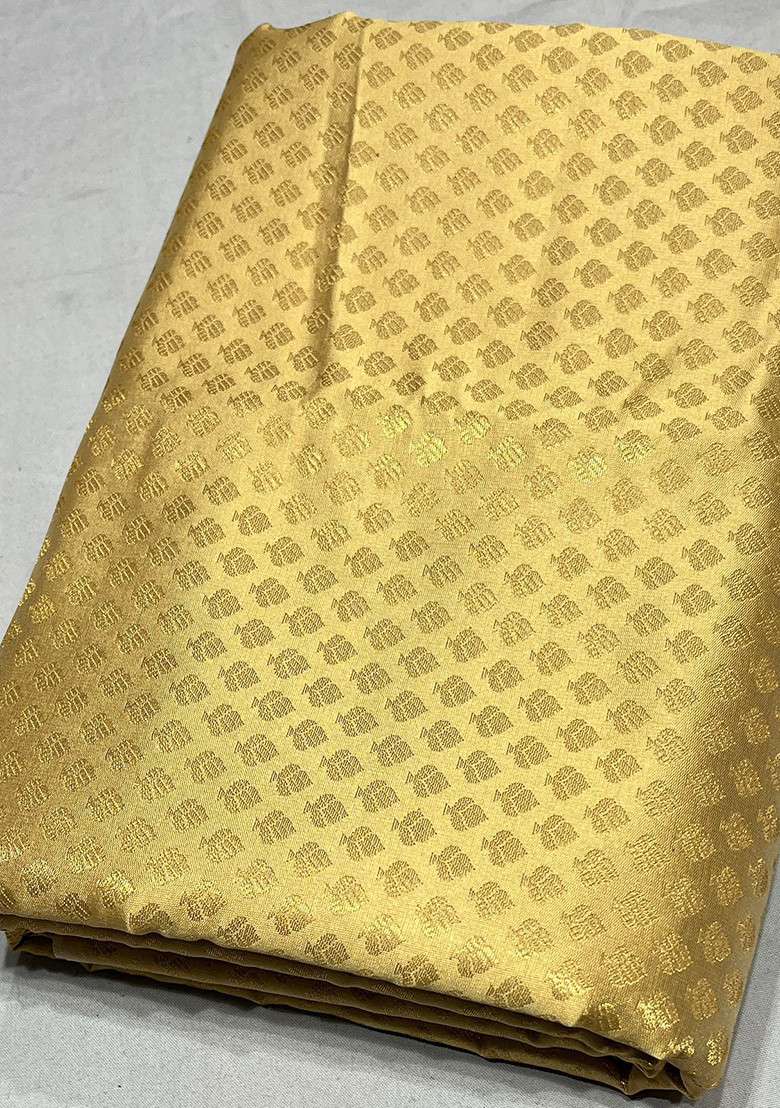 Gold Brocade Pre Draped Saree Set - Indya