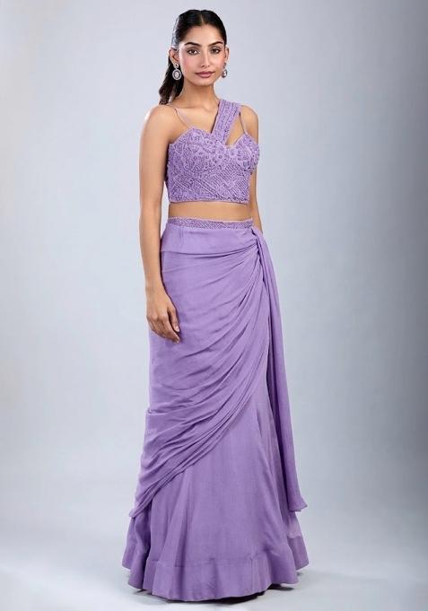 Lavendar Embellished Handwork  Fusion Set