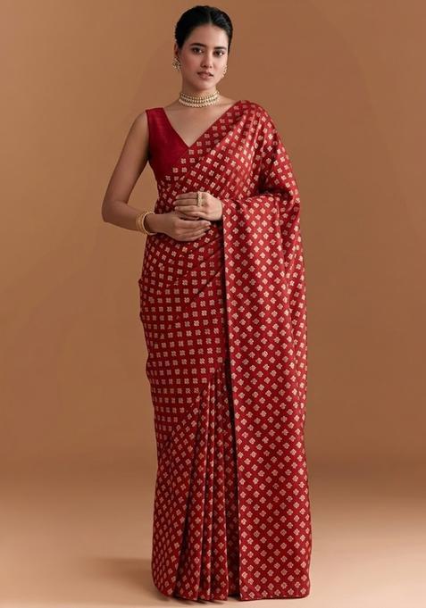 Violet Jacquard Silk Pre Draped Saree Set