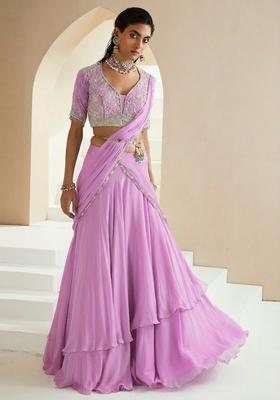 Pink Embroidered Handwork Lehenga Set