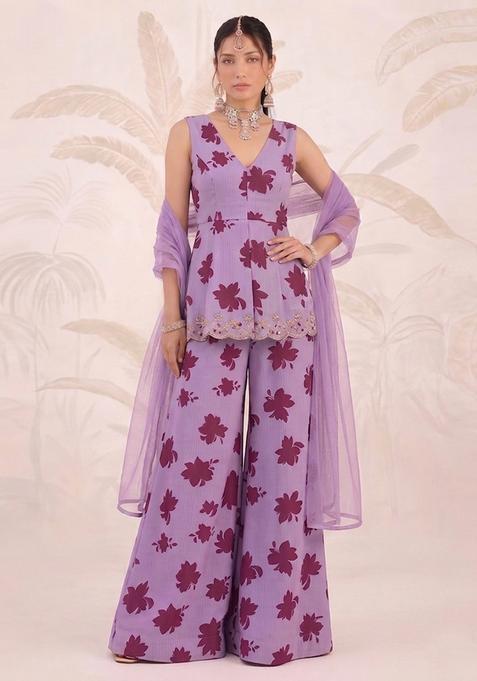 Lavender Purple Printed Sharara Set