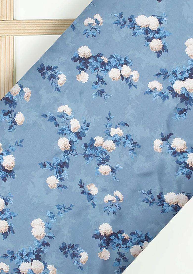 Steel Blue Printed Lehenga Set - Indya