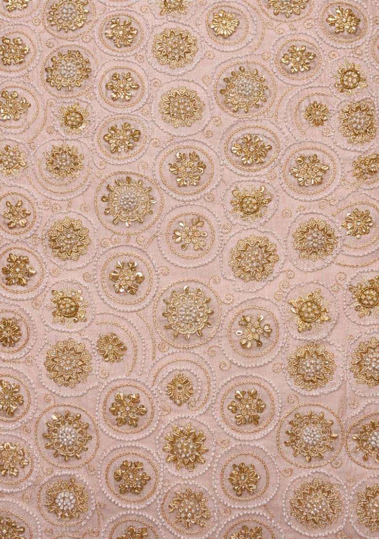Blush Pink Embroidered Tissue Lehenga Set - Indya