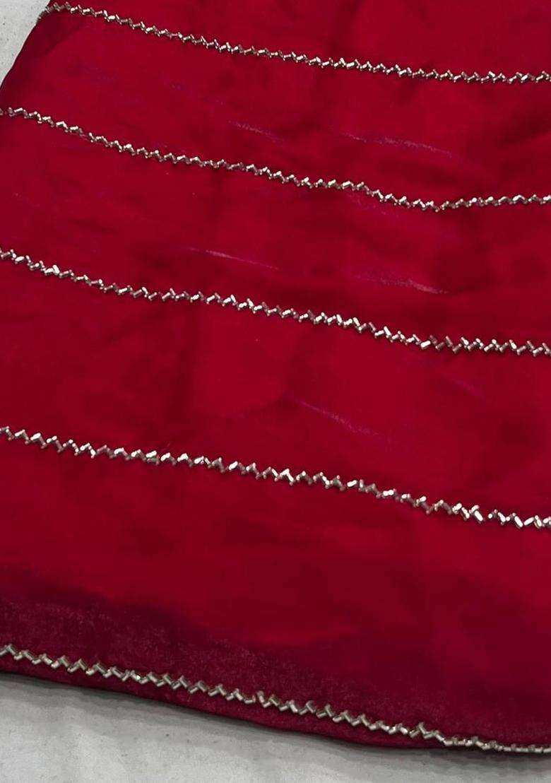 Rani Pink Embroidered Organza Pre Draped Saree Set - Indya