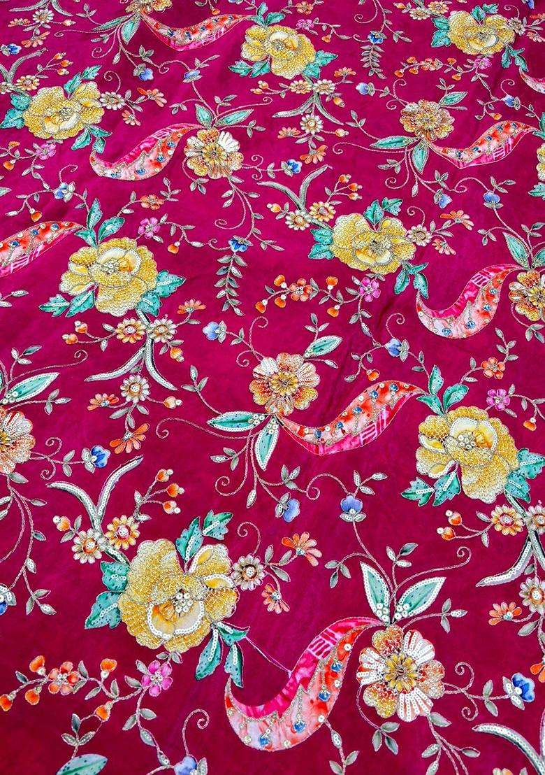 Rani Pink Printed Crepe Lehenga Set - Indya