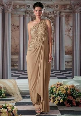 Beige Embroidered Handwork Fusion Set