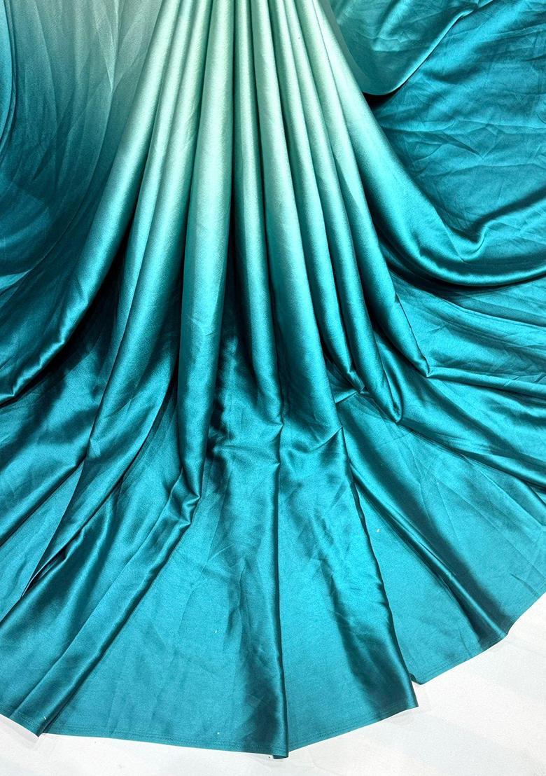 Yellow Satin Pre Draped Saree Set - Indya