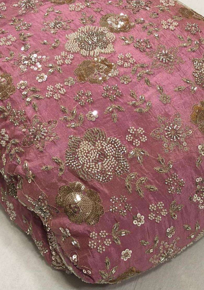 Soft Pink Embroidered Georgette Pre Draped Saree Set - Indya