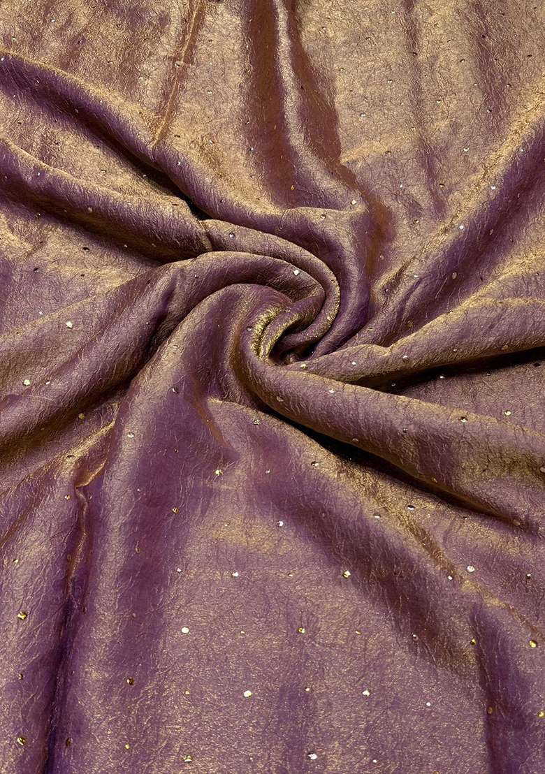 Mauve Embroidered Crepe Pre Draped Saree Set - Indya